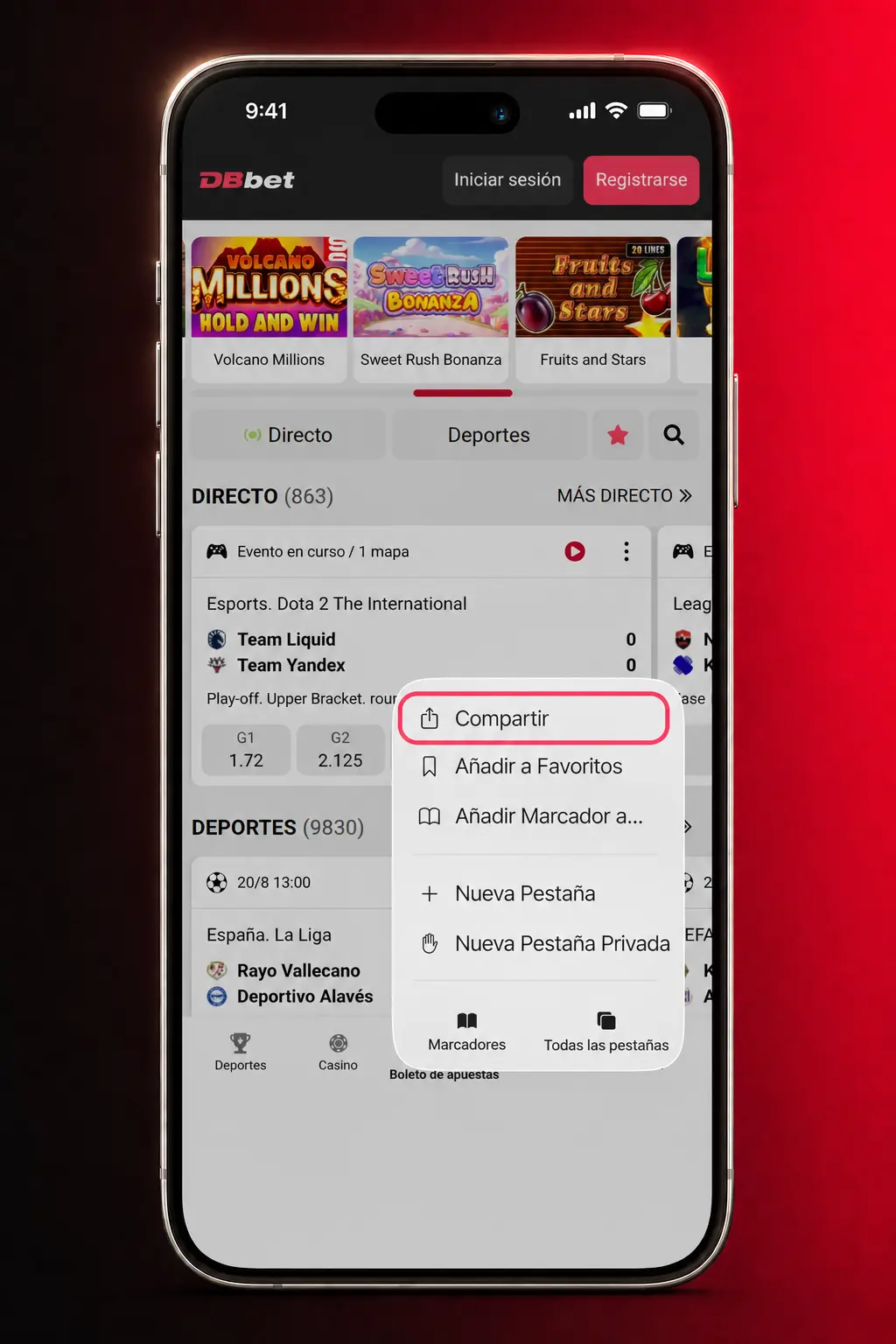 Pasos para descargar e instalar la app DBBet PWA en iOS desde Safari en iPhone o iPad