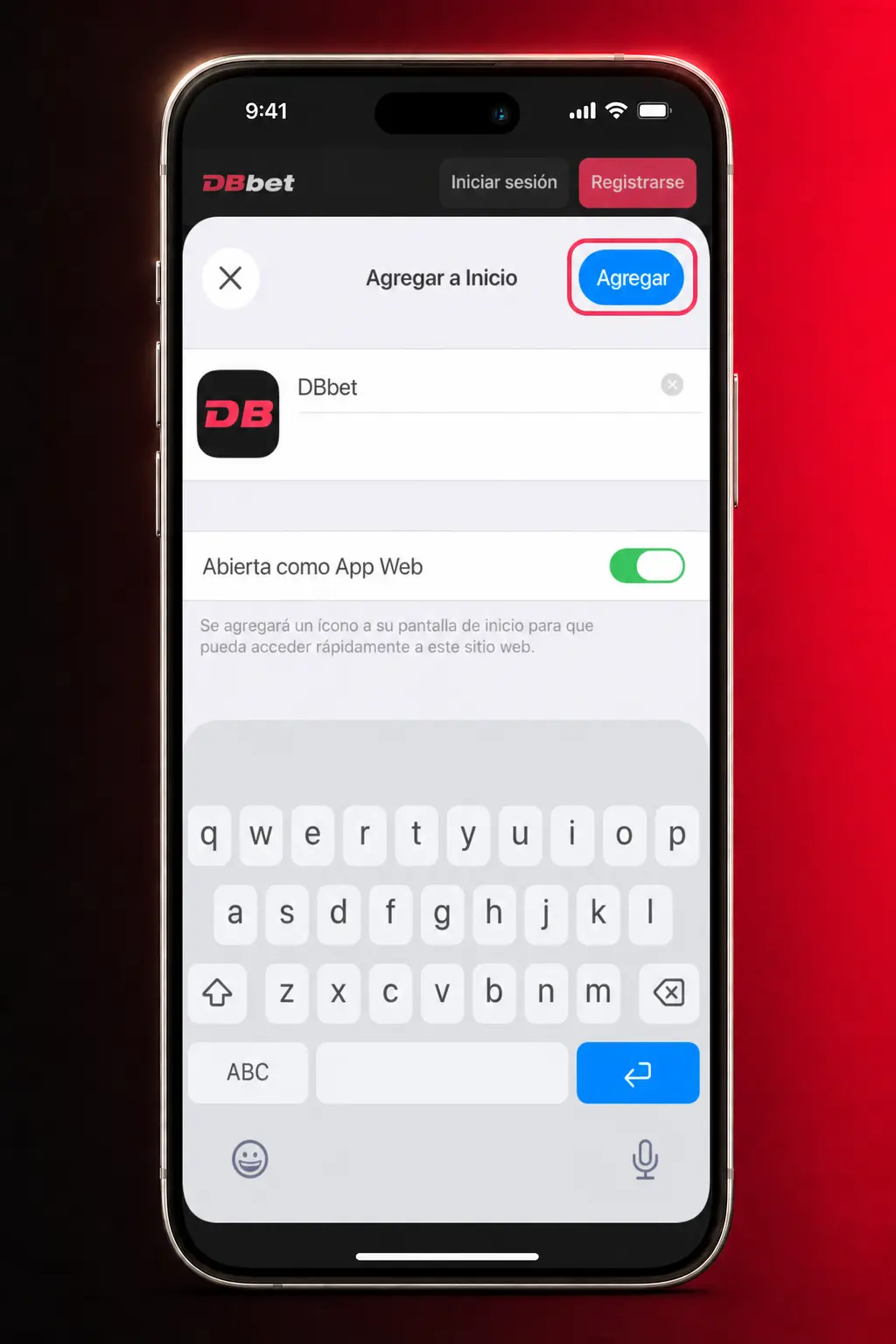 Pasos para descargar e instalar la app PWA de DBBet en iOS desde Safari en iPhone o iPad.
